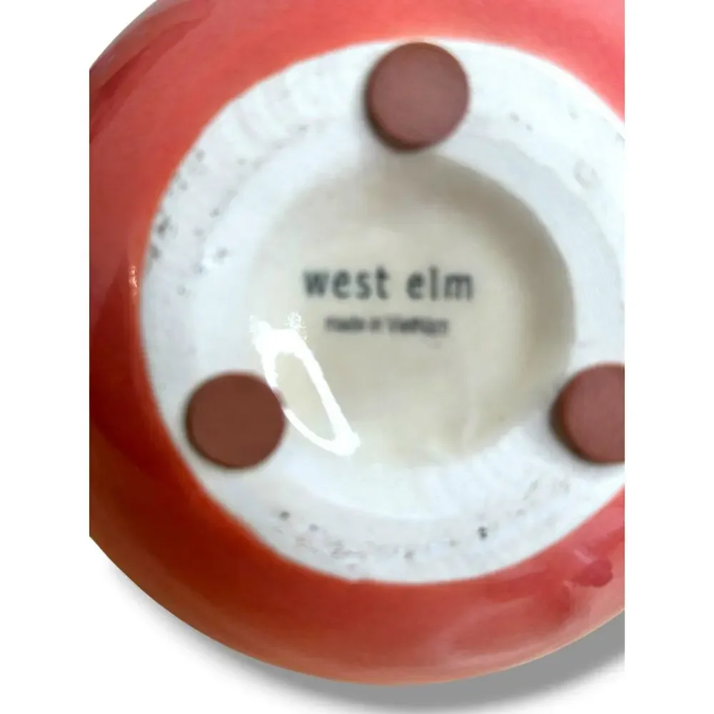 West Elm Coral Pink or Salmon Ceramic Bud Vase Teardrop Shape Good Condition
